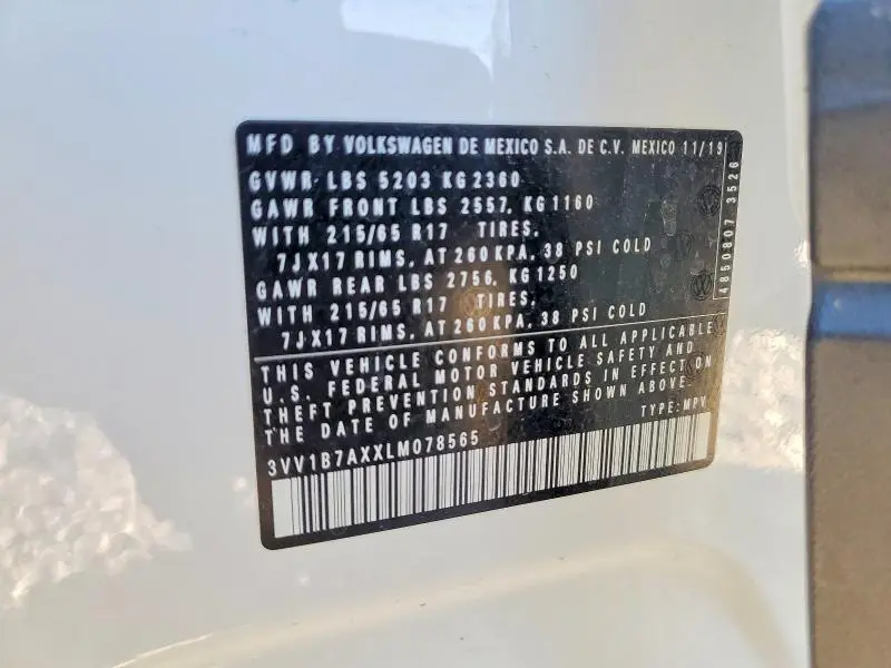 2020 VOLKSWAGEN TIGUAN S  