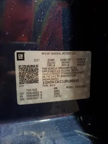 2018 CHEVROLET TAHOE K1500 PREMIER  