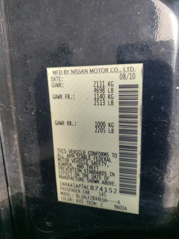 2010 NISSAN MAXIMA 3.5 S  