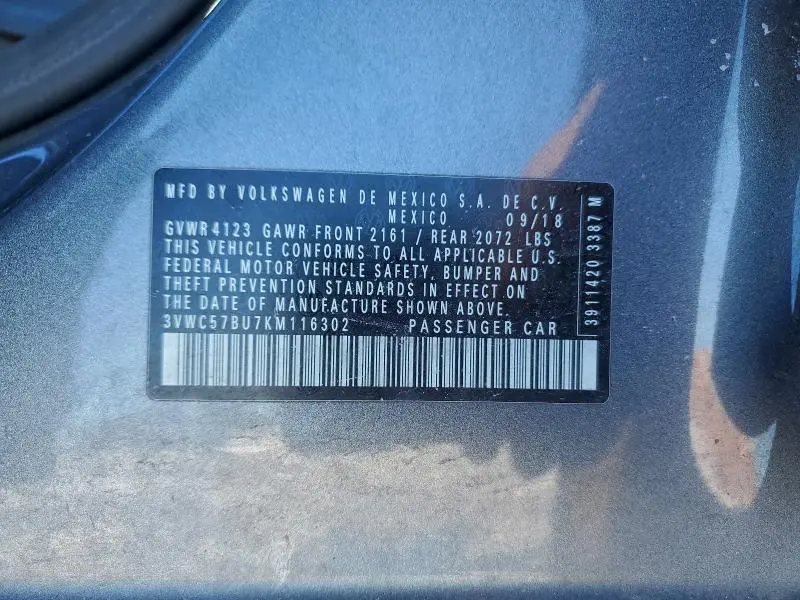 2019 VOLKSWAGEN JETTA S  