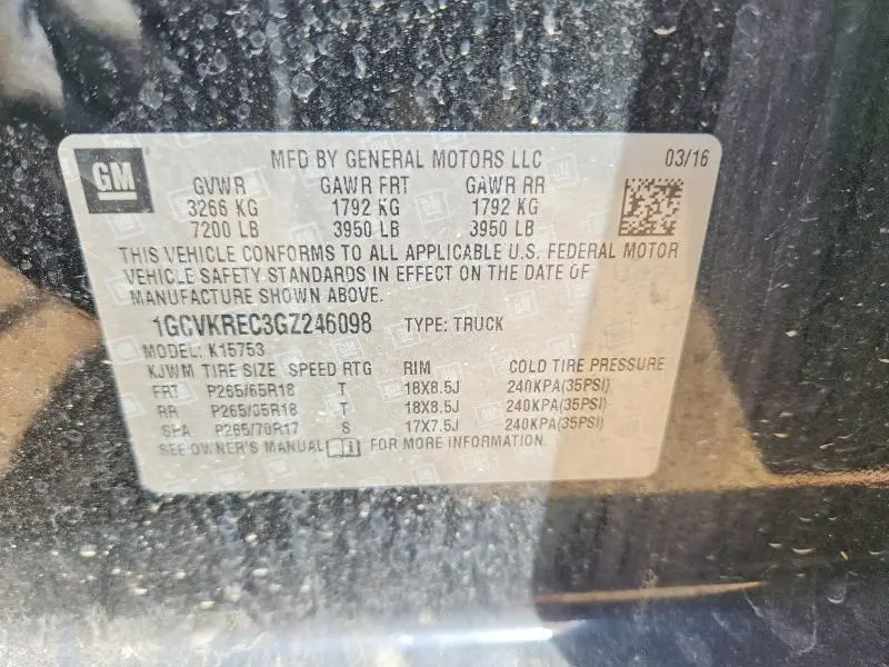 2016 CHEVROLET SILVERADO K1500 LT  