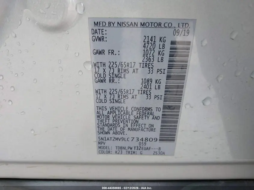 2020 NISSAN ROGUE S INTELLIGENT AWD