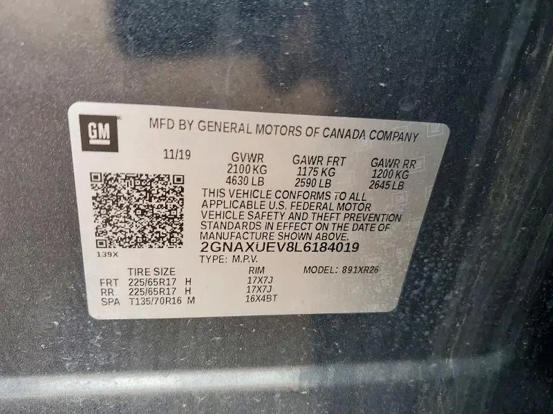2020 CHEVROLET EQUINOX LT  
