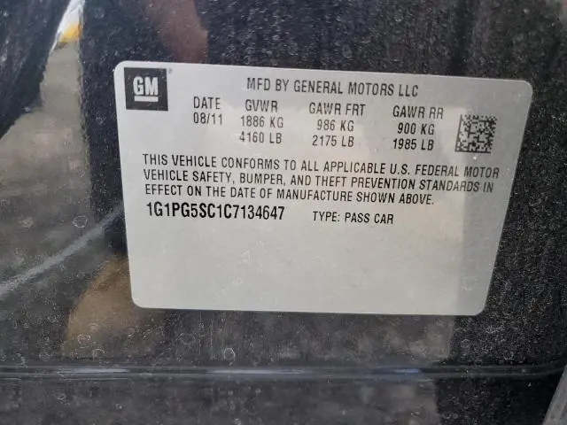 2012 CHEVROLET CRUZE LT  