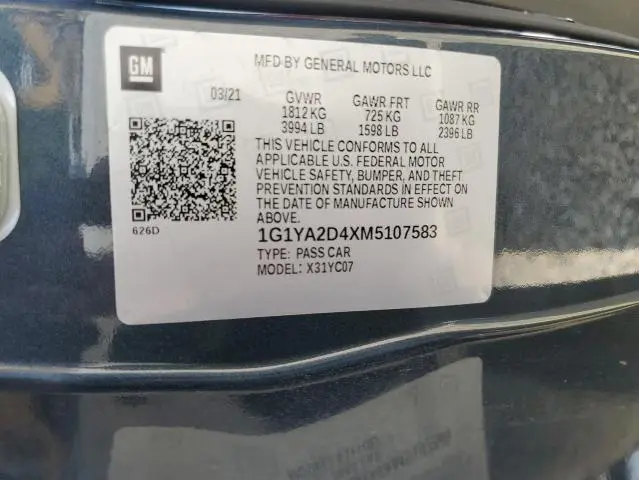 2021 CHEVROLET CORVETTE STINGRAY 1LT  