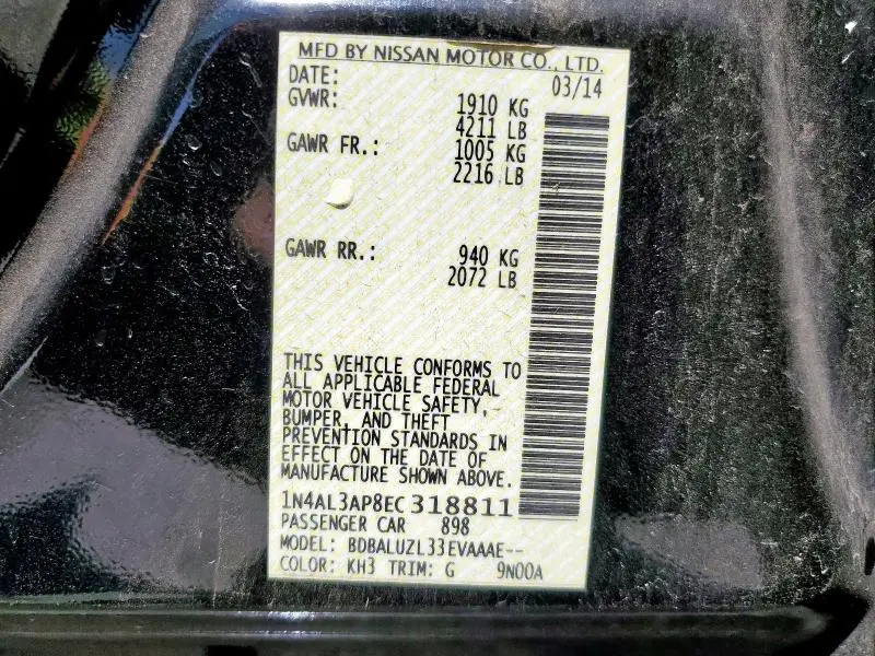 2014 NISSAN ALTIMA 2.5  