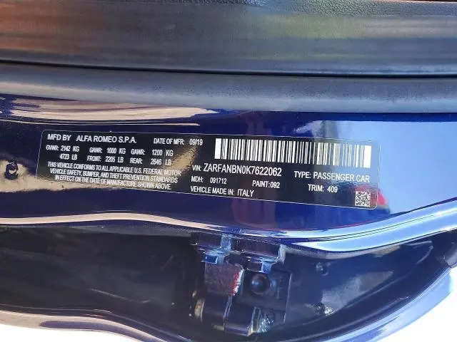 2019 ALFA ROMEO GIULIA TI  