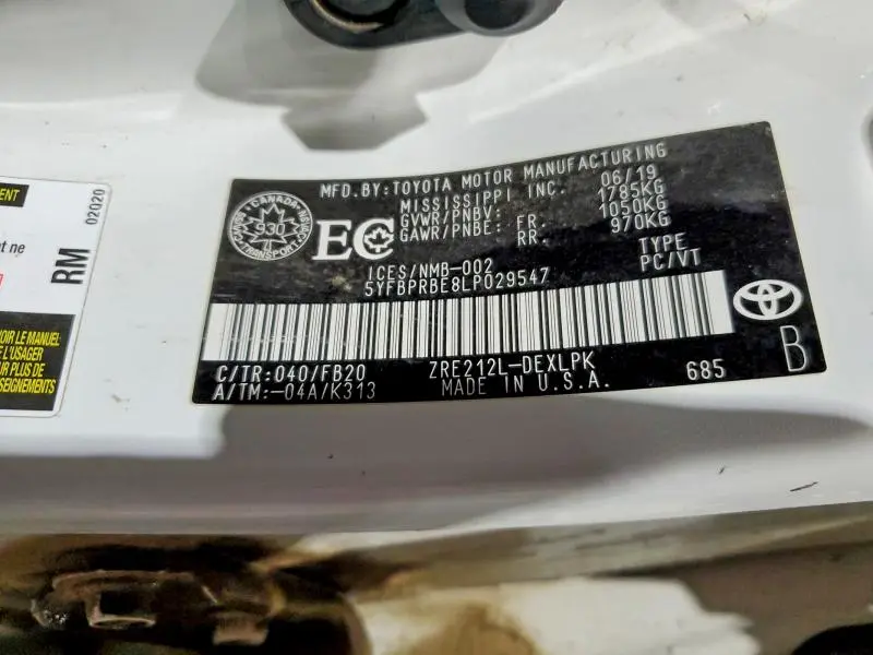 2020 TOYOTA COROLLA LE  