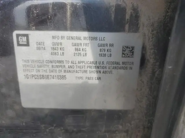 2014 CHEVROLET CRUZE LT  