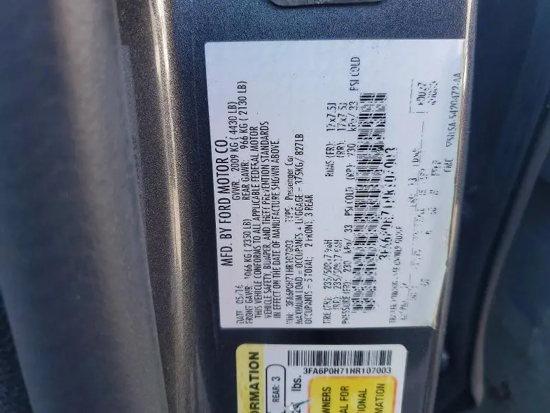 2017 FORD FUSION SE  
