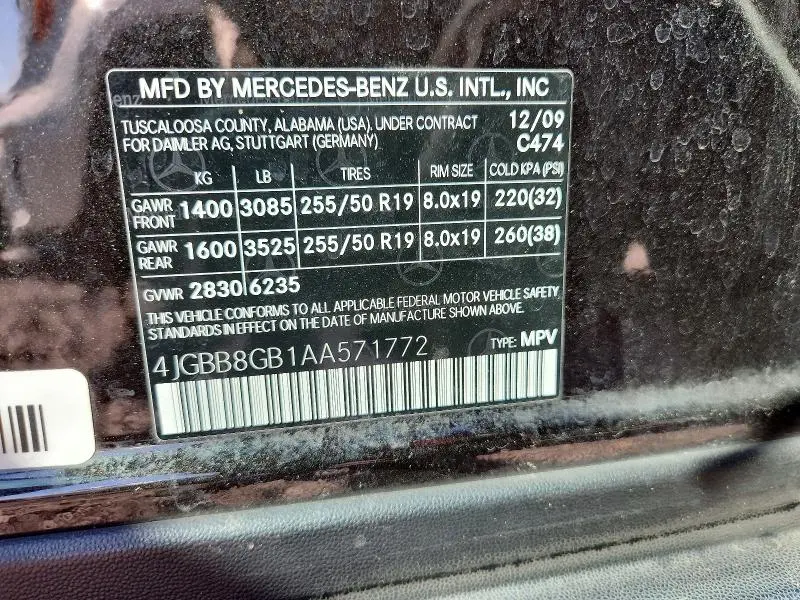 2010 MERCEDES-BENZ ML 350 4MATIC  