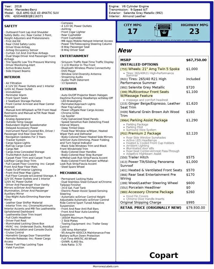 2018 MERCEDES-BENZ GLE 43 AMG  