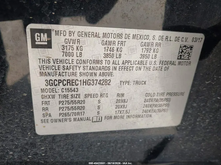 2017 CHEVROLET SILVERADO 1500 LT