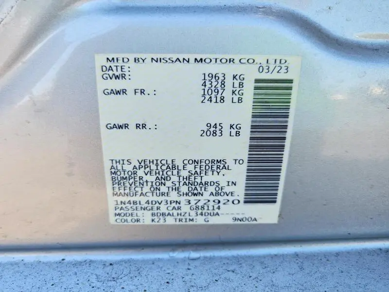 2023 NISSAN ALTIMA SV  