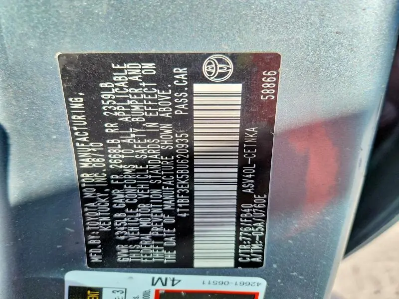 2011 TOYOTA CAMRY BASE  