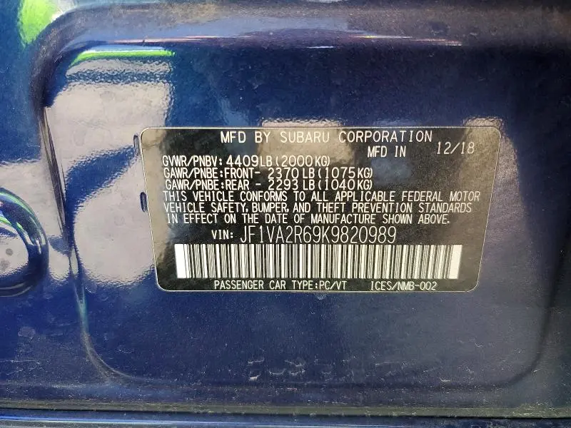 2019 SUBARU WRX STI  