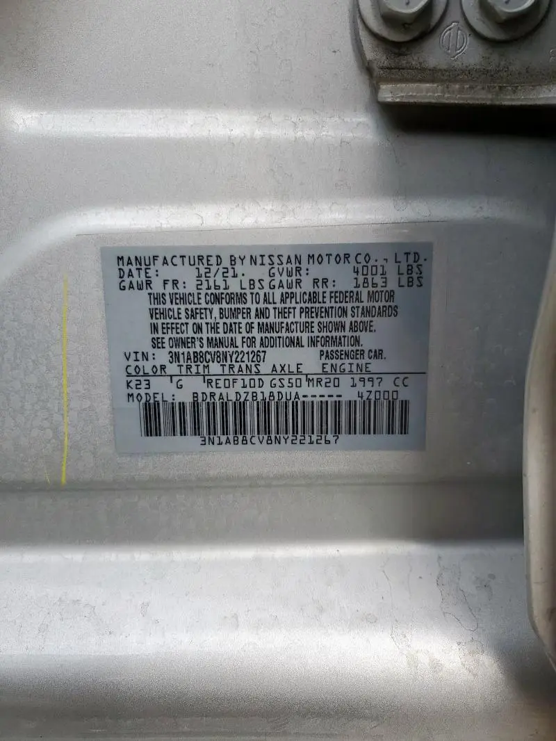 2022 NISSAN SENTRA SV  