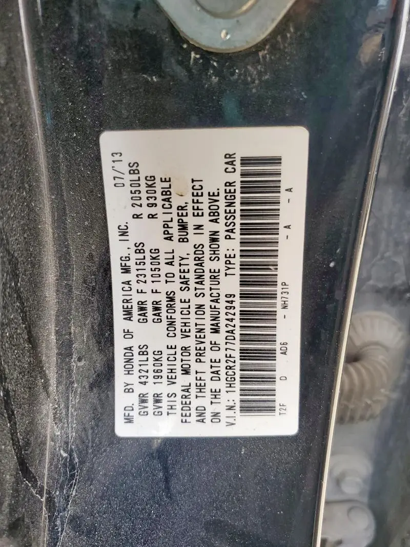 2013 HONDA ACCORD EX  