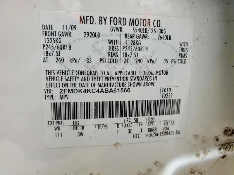 2010 FORD EDGE LIMITED  