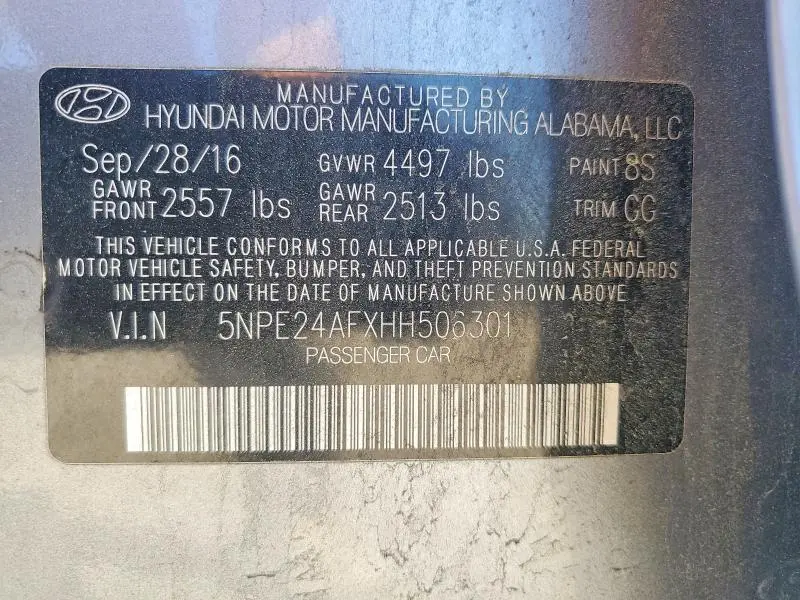 2017 HYUNDAI SONATA SE  