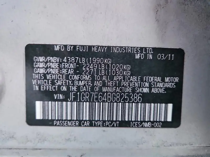 2011 SUBARU IMPREZA WRX  