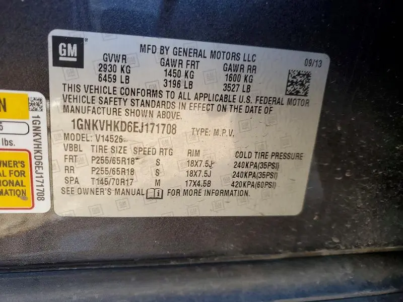 2014 CHEVROLET TRAVERSE LT  