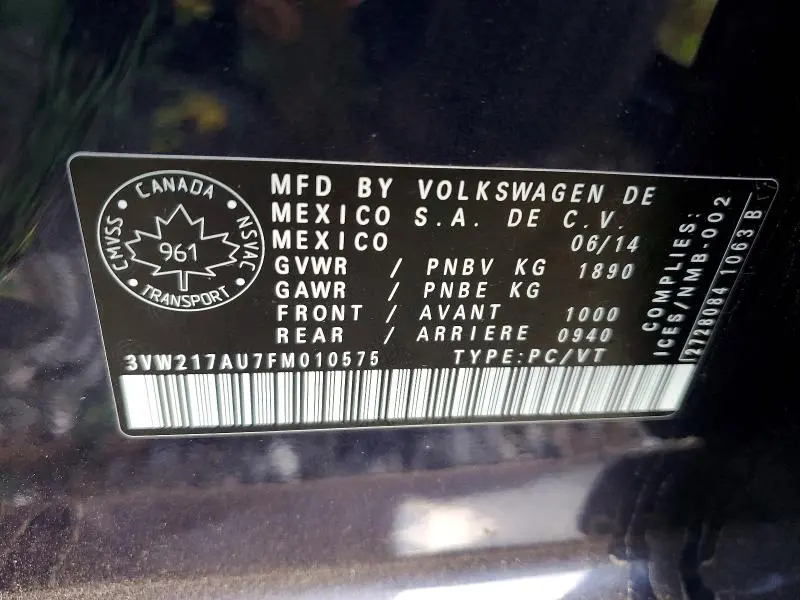 2015 VOLKSWAGEN GOLF   