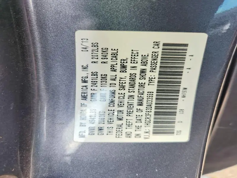 2013 HONDA ACCORD EXL  