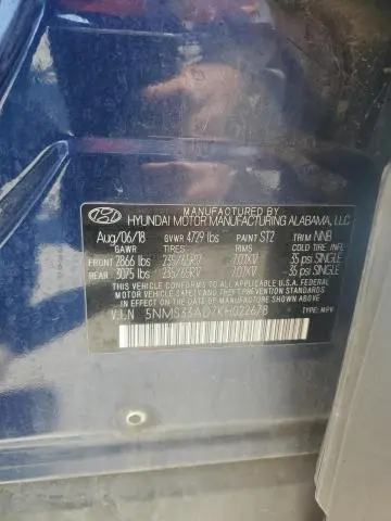 2019 HYUNDAI SANTA FE SEL  