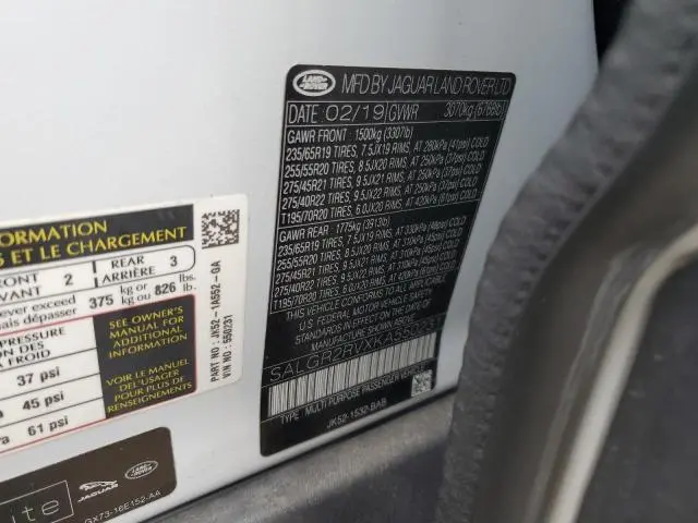 2019 LAND ROVER RANGE ROVER   