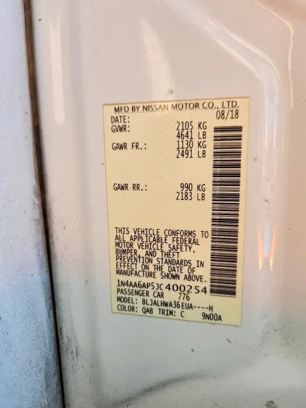 2018 NISSAN MAXIMA PLATINUM  