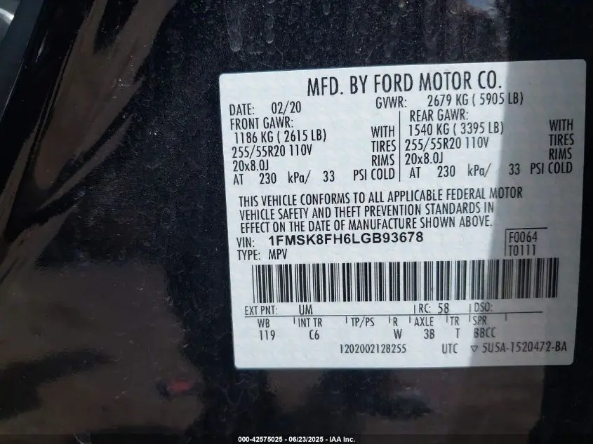 2020 FORD EXPLORER LIMITED