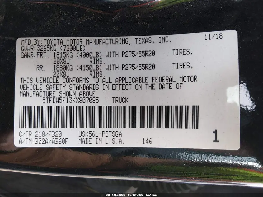 2019 TOYOTA TUNDRA SR5 5.7L V8