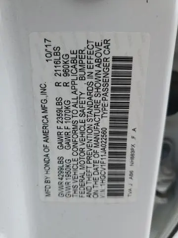 2018 HONDA ACCORD LX