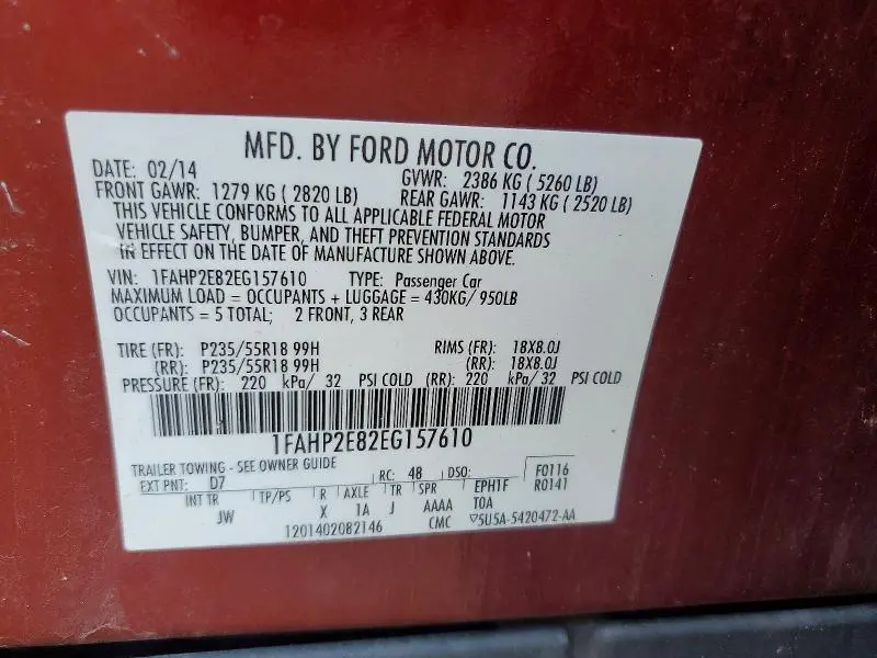 2014 FORD TAURUS SEL  