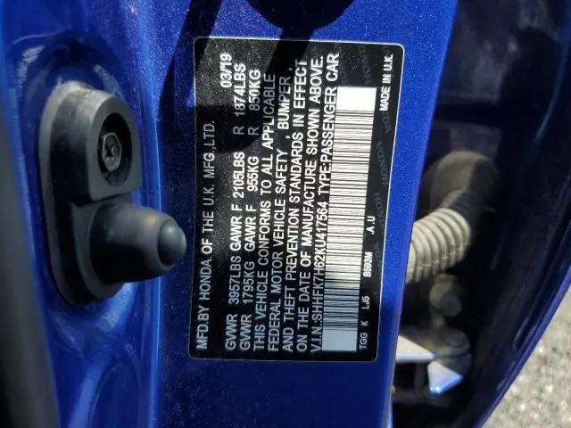 2019 HONDA CIVIC EX  