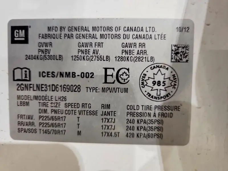 2013 CHEVROLET EQUINOX LT  