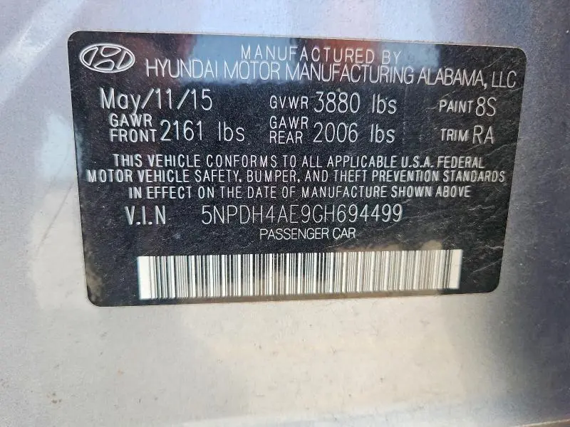 2016 HYUNDAI ELANTRA LIMITED  