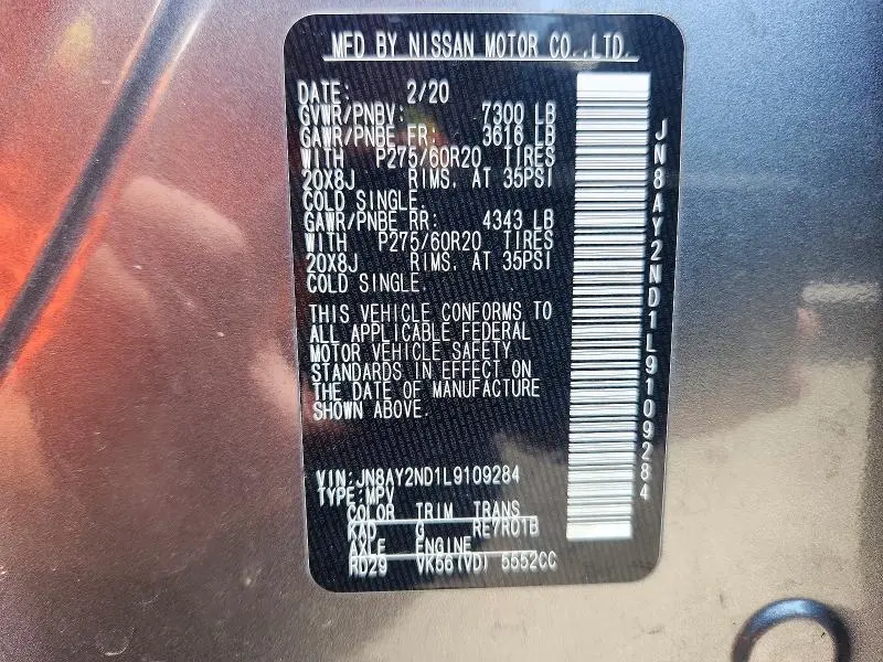 2020 NISSAN ARMADA SL  