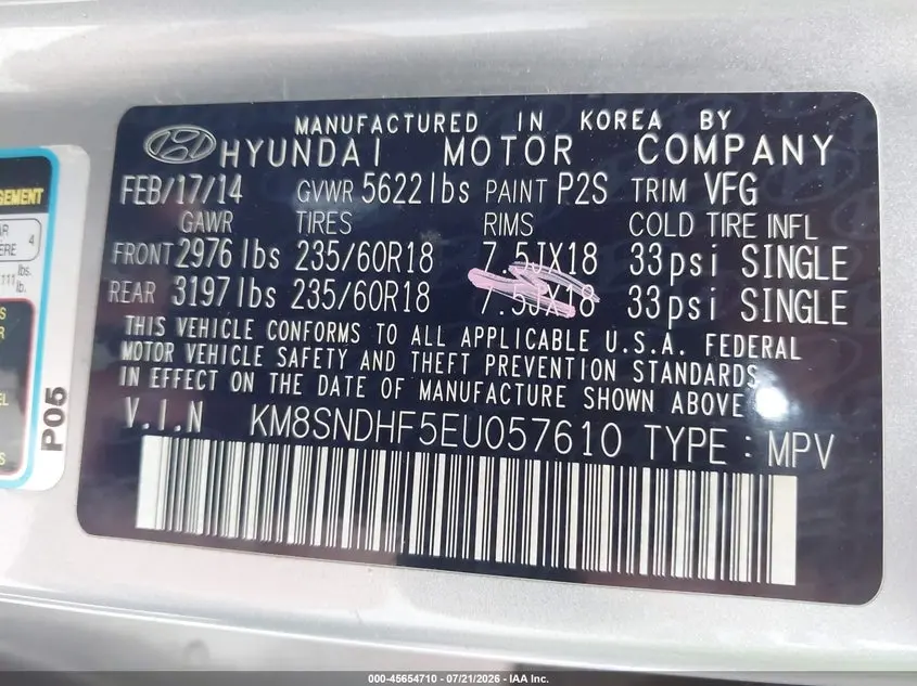 2014 HYUNDAI SANTA FE LIMITED