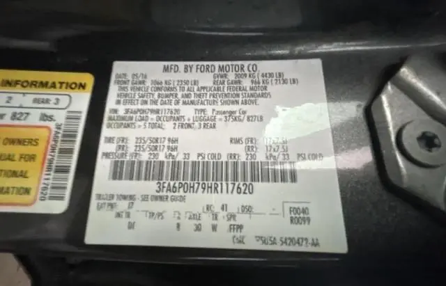 2017 FORD FUSION SE  