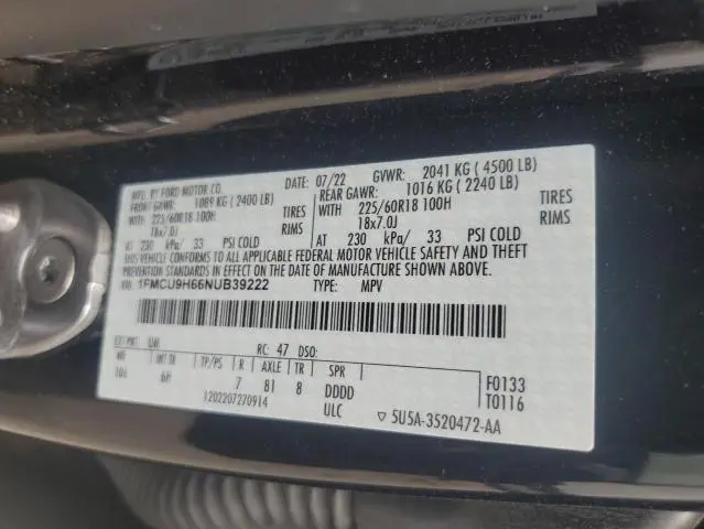 2022 FORD ESCAPE SEL  