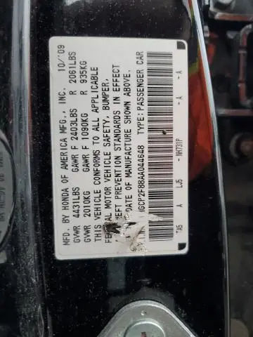 2010 HONDA ACCORD EXL  