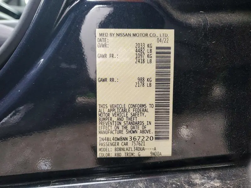 2022 NISSAN ALTIMA SV  