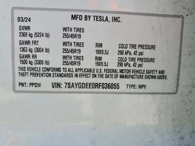 2024 TESLA MODEL Y   