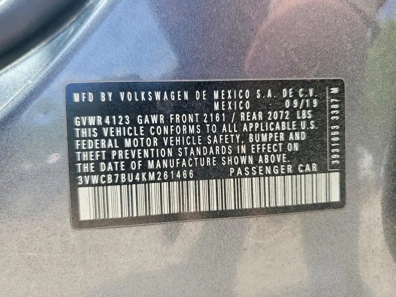 2019 VOLKSWAGEN JETTA S  