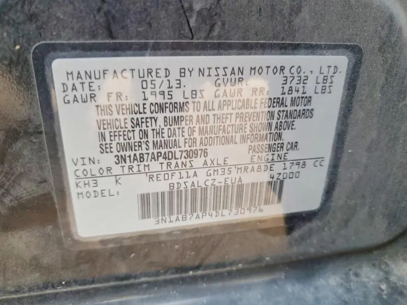 2013 NISSAN SENTRA S  