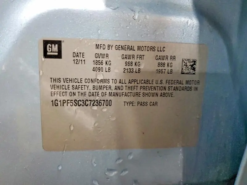 2012 CHEVROLET CRUZE LT  