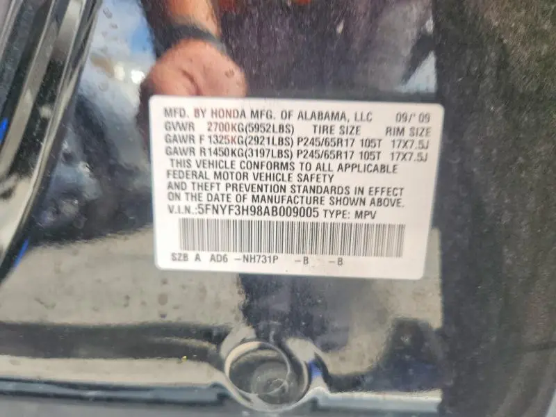 2010 HONDA PILOT TOURING  