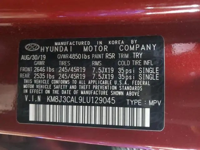 2020 HYUNDAI TUCSON LIMITED  